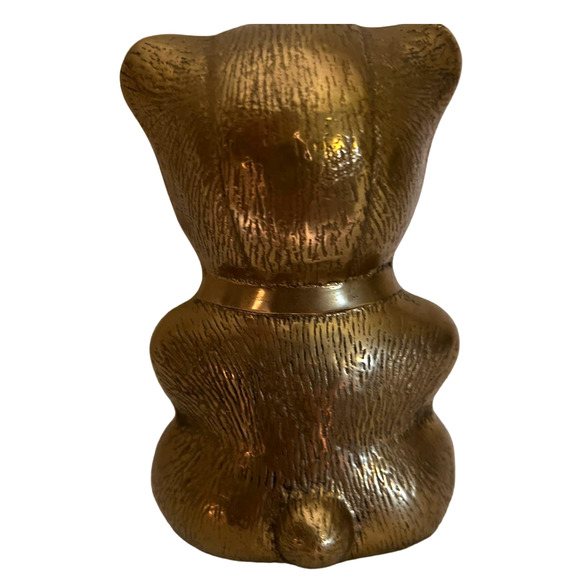Brass Teddy Bear Coin Bank Screw Held Bottom Older Vintage Collectible - Picture 2 of 11